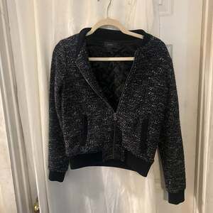 J.Crew Black and White Boucle Tweed Bomber Jacket